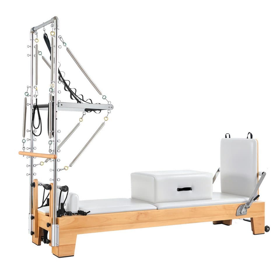 JASPORT Pilates-Reformer B80 mit Tower aus Buchenholz, 150 kg belastbar, (Pilates Reformer Set inkl. Tower und Zubehör), Massives Buchenholz, Mehrfaches Federsystem - Thumbnail 4