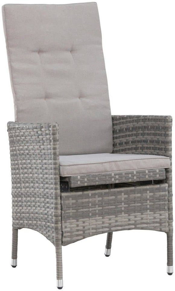 KONIFERA Garten-Essgruppe Parla, (Set, 21-tlg., 6xSessel, 1x AZ-Tisch 150-242,5cm,2x Hocker,inkl. Auflagen, Polyrattan), 2 der 6 Sessel sind verstellbar, Grau, Tischplatte aus Sicherheitsglas - Thumbnail 7