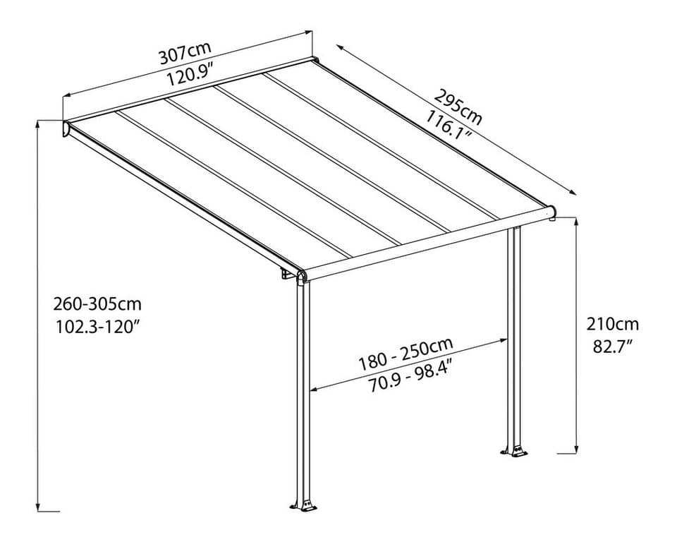 Palram - Canopia Terrassendach Olympia 3x3, BxT: 307x295 cm, Bedachung Doppelstegplatten, BxT: 307x295 cm - Thumbnail 7