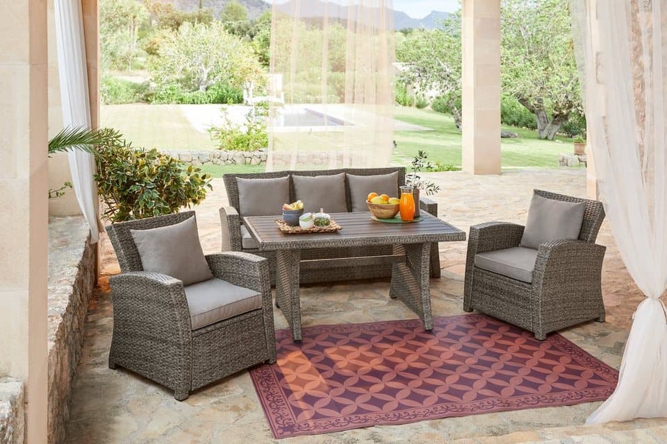 KONIFERA Gartenlounge-Set Siros, (Set, 12-tlg., 1x 3er Sofa, 2x Sessel, 1x Tisch 135x82x65cm, inkl. Auflagen), Polyrattan, Stahl, Tischplatte aus Nonwood, geeignet für 5 Personen - Thumbnail 18