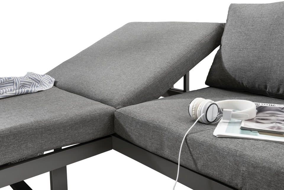 Destiny Gartenlounge-Set SEA POINT Multifunkt.-Loungeset anthrazit, Tisch: 110x58x45/68cm, (Set, 15-tlg., 2 Sofa/Liegen inkl. Polster, 1 höhenverstellb. Tisch mit Glasplatten), Aluminium - Thumbnail 7