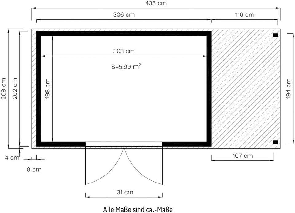 KONIFERA Gartenhaus Alto 4 PLUS Fineline Satteldach, BxT: 440x209 cm, mit Anbaudach - Thumbnail 16