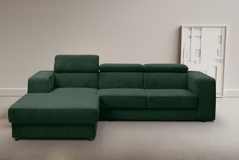 WERK2 Ecksofa Cherry, modernes Sofa mit Komfortfunktionen, Breite 270cm, L-Form, bequem, mit verstellbaren Kopfteilen, Schlaffunktion und Bettkasten