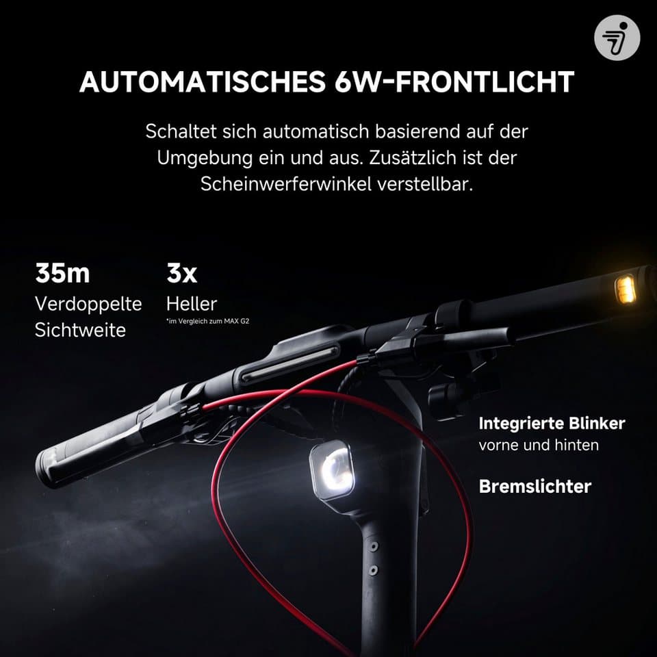 Segway E-Scooter MAX G3 D, 20 km/h, (130 kg Tragfähigkeit, Smart Display, 11-Zoll Reifen, IPX6), mit Straßenzulassung, 80 km Eco Modus Reichweite, Ladezeit 3,5h - Thumbnail 10
