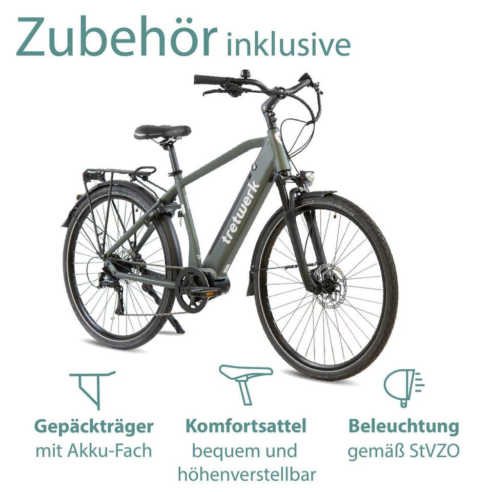 Tretwerk E-Bike Trekkingrad Sonic, 8 Gang Shimano Acera M3020 SGS Schaltwerk, Kettenschaltung, Mittelmotor, 522 Wh, Pedelec, Elektrofahrrad für Damen u. Herren - Thumbnail 4