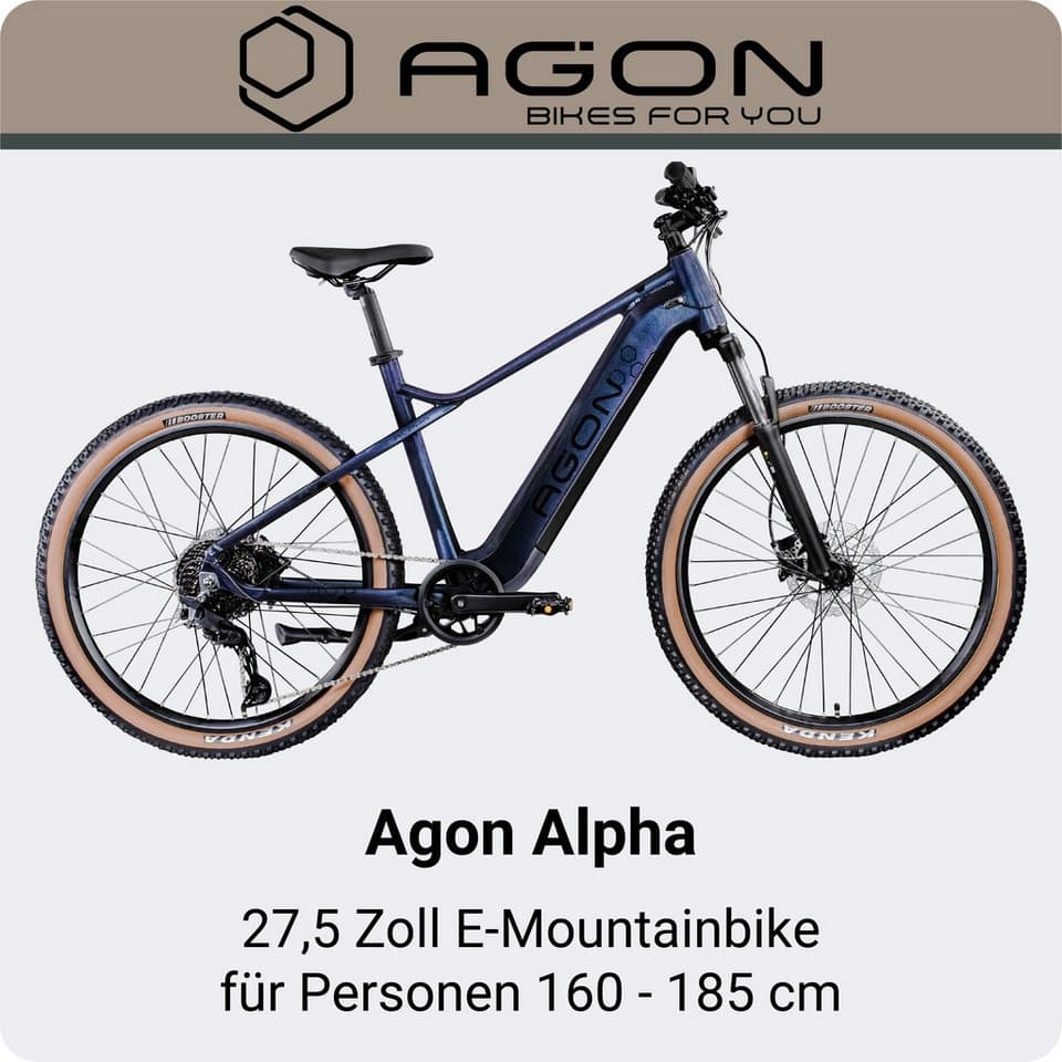 AGON E-Bike Mountainbike Alpha, 10 Gang Shimano Deore SGS T6000 Schaltwerk, Kettenschaltung, Heckmotor, 540 Wh, Pedelec, Elektrofahrrad für Damen u. Herren, MTB - Thumbnail 2