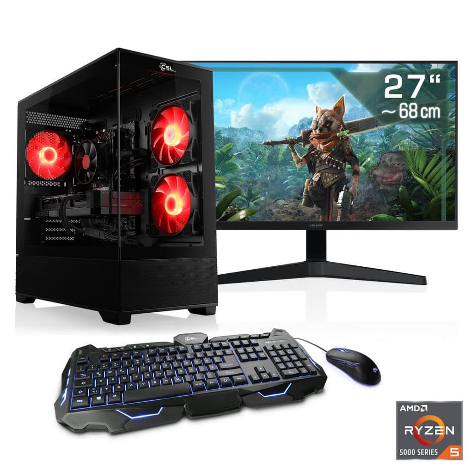 CSL AeroVision V24352 Gaming-PC-Komplettsystem (27", AMD Ryzen 5 5500, GeForce RTX 3050, 16 GB RAM, 500 GB SSD) - Bild 1