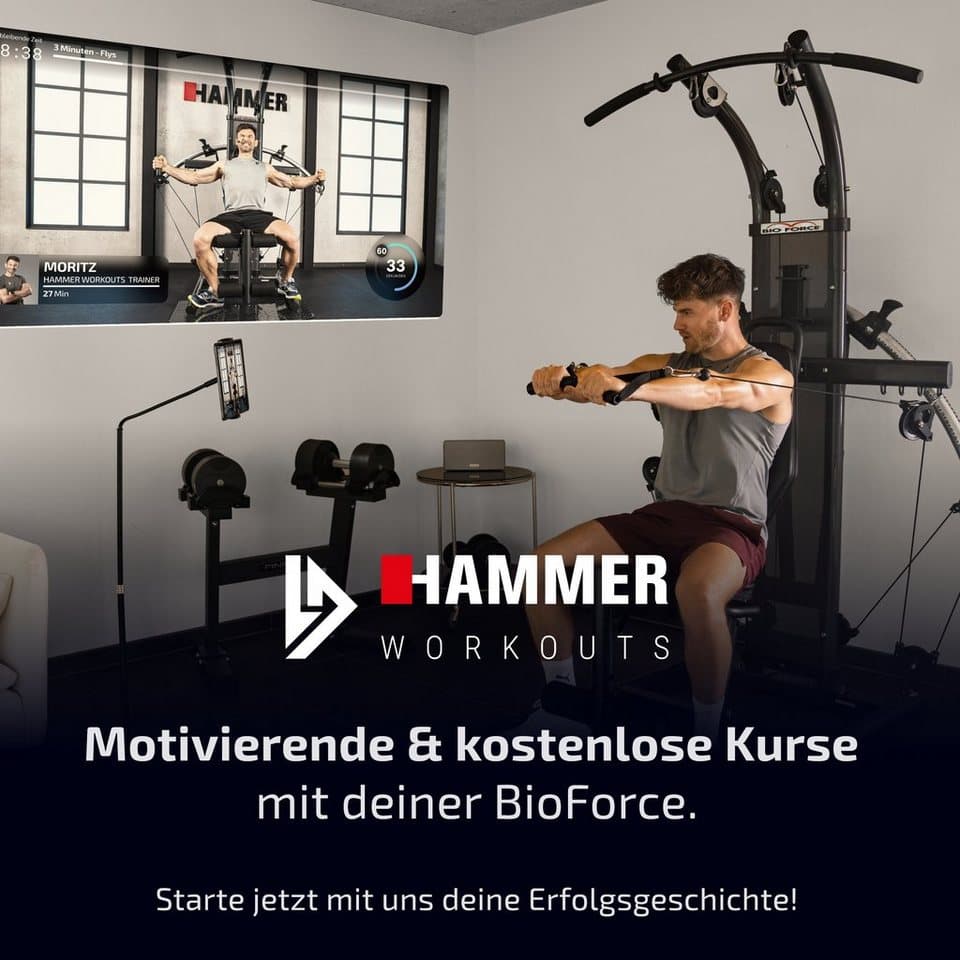 Finnlo by Hammer Kraftstation Bio Force, (Seilzug, Butterflystange, Latzug, Beinpresse und mehr), max. Benutzergewicht 135 kg, max. Trainingsgewicht 110 kg - Thumbnail 4