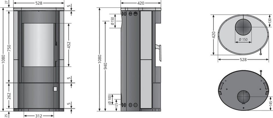JUSTUS Kaminofen Austin 5 Cream, 5 kW, Zeitbrand - Thumbnail 8