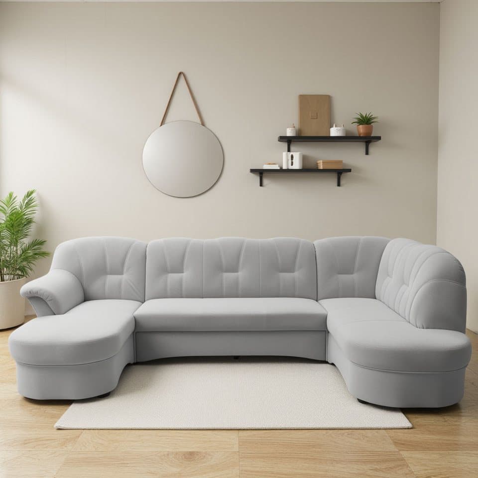 DOMO collection Wohnlandschaft FLORES 293x180x86 cm, hochwertig, komfortabel, U-Form, 3 Teile, wahlw. mit Bettfunktion, wahlw. mit Federkern, Unser Dauertiefpreis