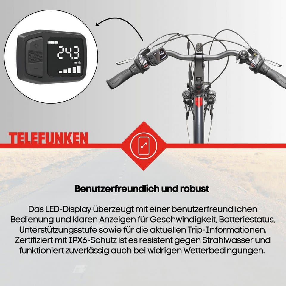 Telefunken E-Bike Trekkingrad E-Trekking Expedition XT485 Herren, 21 Gang Shimano Acera Schaltwerk, Kettenschaltung, Heckmotor, 536,5 Wh, Pedelec, Elektrofahrrad, Trekkingrad, Herren, innerhalb StVZO, 28 Zoll - Thumbnail 8