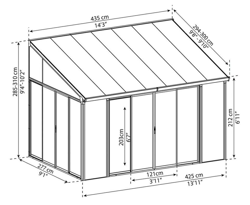 Palram - Canopia Wintergarten San Remo 3x4.2, BxT: 435x277 cm, Bedachung Doppelstegplatten, BxT: 435x277 cm - Thumbnail 7