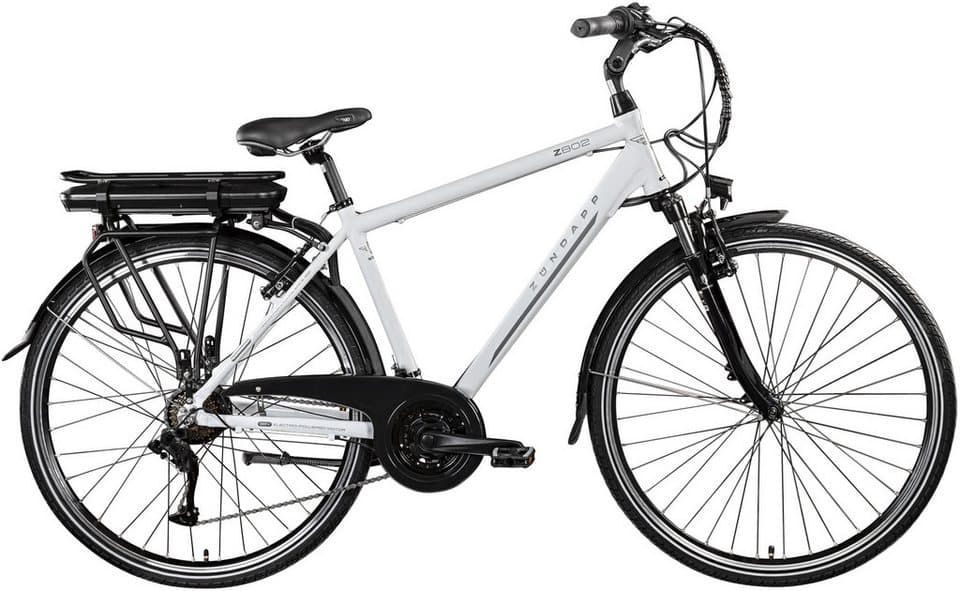 Zündapp E-Bike Trekkingrad Z802 Herren, 21 Gang Shimano Altus RD-M310 Schaltwerk, Kettenschaltung, Heckmotor, 374 Wh, Pedelec, Elektrofahrrad für Damen u. Herren