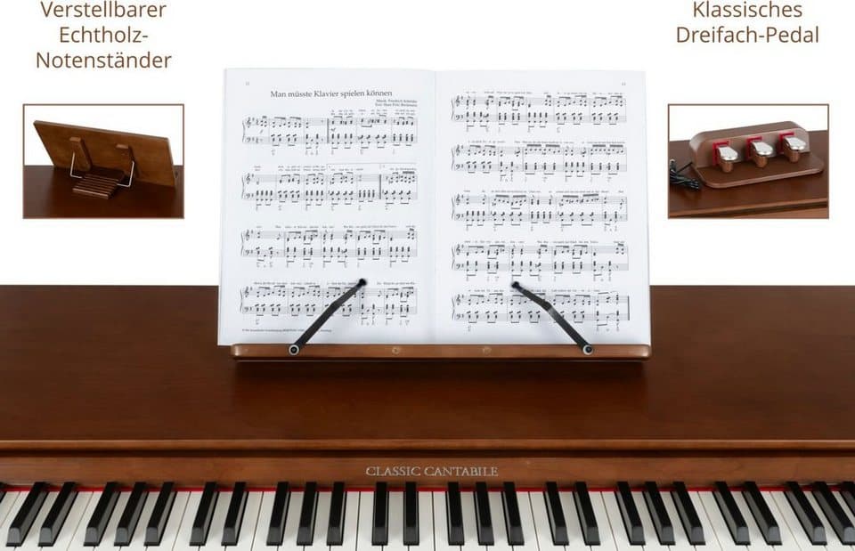 Classic Cantabile Digitalpiano DP-730 WN Walnuss, Tisch mit eingebautem Digitalpiano 88 Tasten mit Hammermechanik - Thumbnail 7