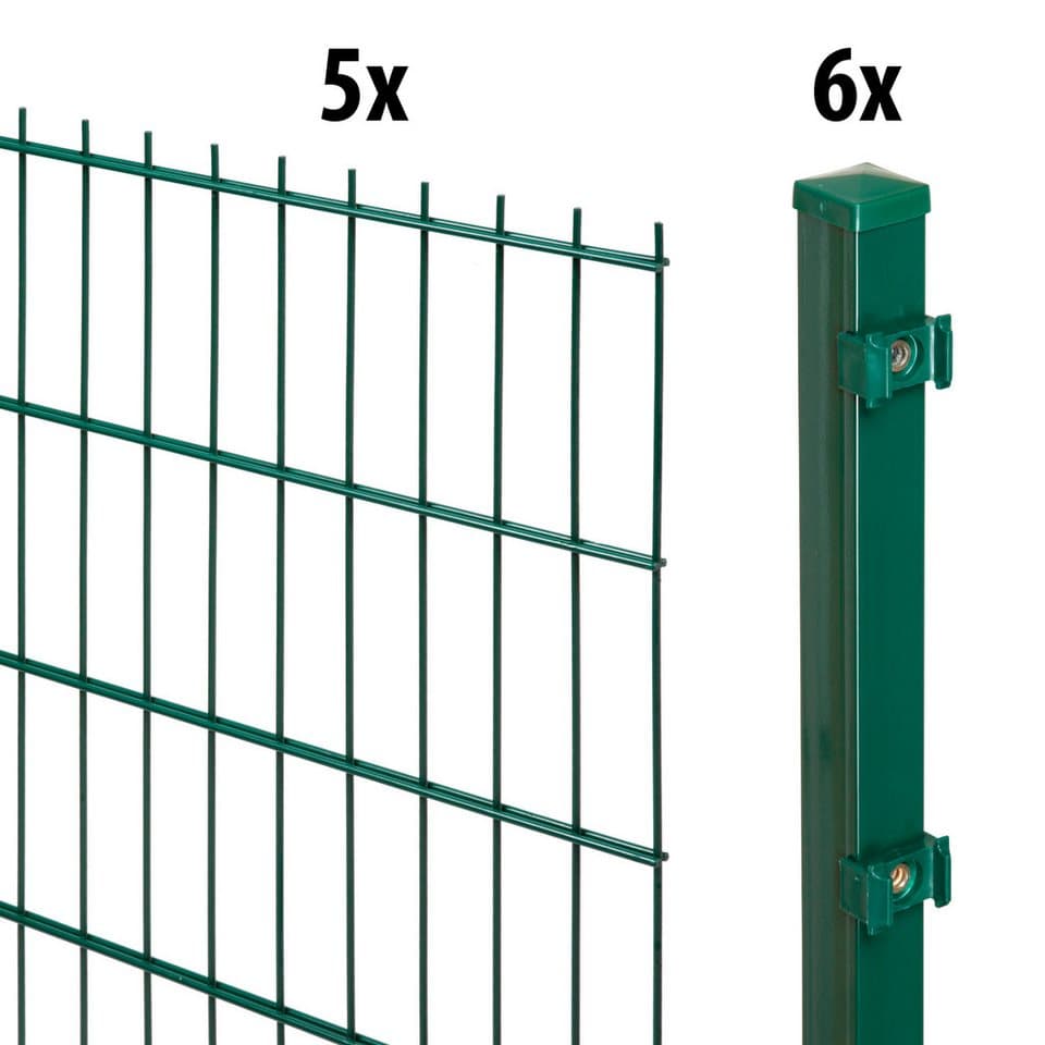 GARDEN 'N' MORE Doppelstabmattenzaun Standard, (11-St), 5 Elemente für 10 m, LxH: 200 x 163 cm, mit 6 Pfosten - Bild 1