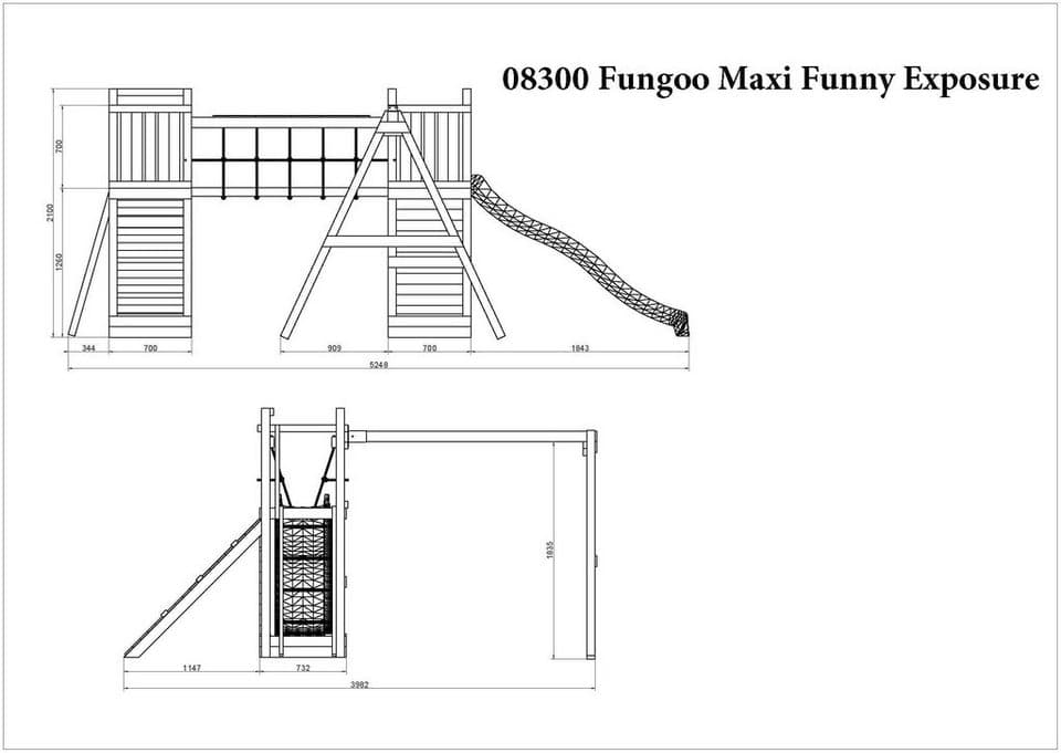 FUNGOO Spielturm Maxi Funny Exposure, Schaukel, Rutsche mit Wasseranschluss, Sandkasten, Brückenverbindung - Thumbnail 9