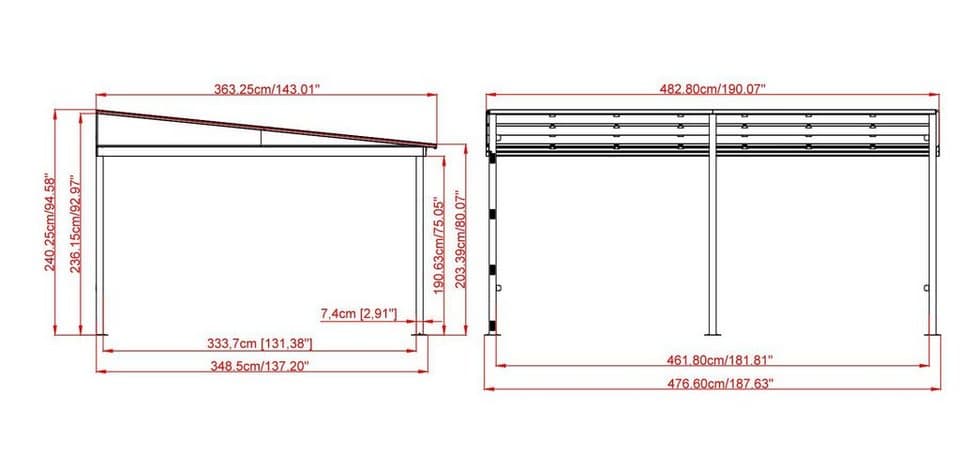 Sojag Anbaupavillon St. Barthelemy 12x16, BxTxH: 483x363x240 cm - Thumbnail 7
