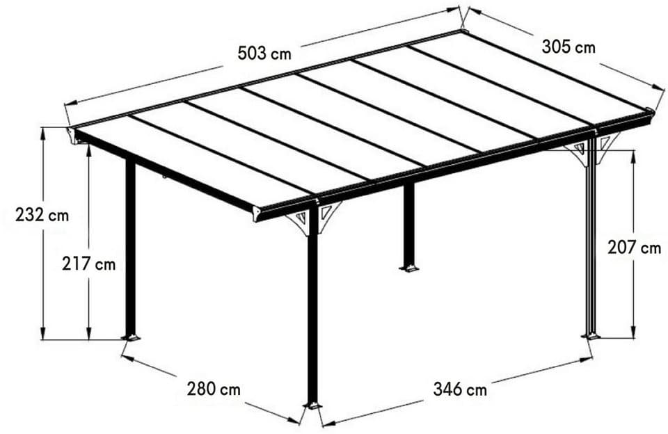 WESTMANN Einzelcarport Flachdach, BxT: 305x503 cm, 217 cm Einfahrtshöhe, aus Aluminium, anthrazit - Thumbnail 13