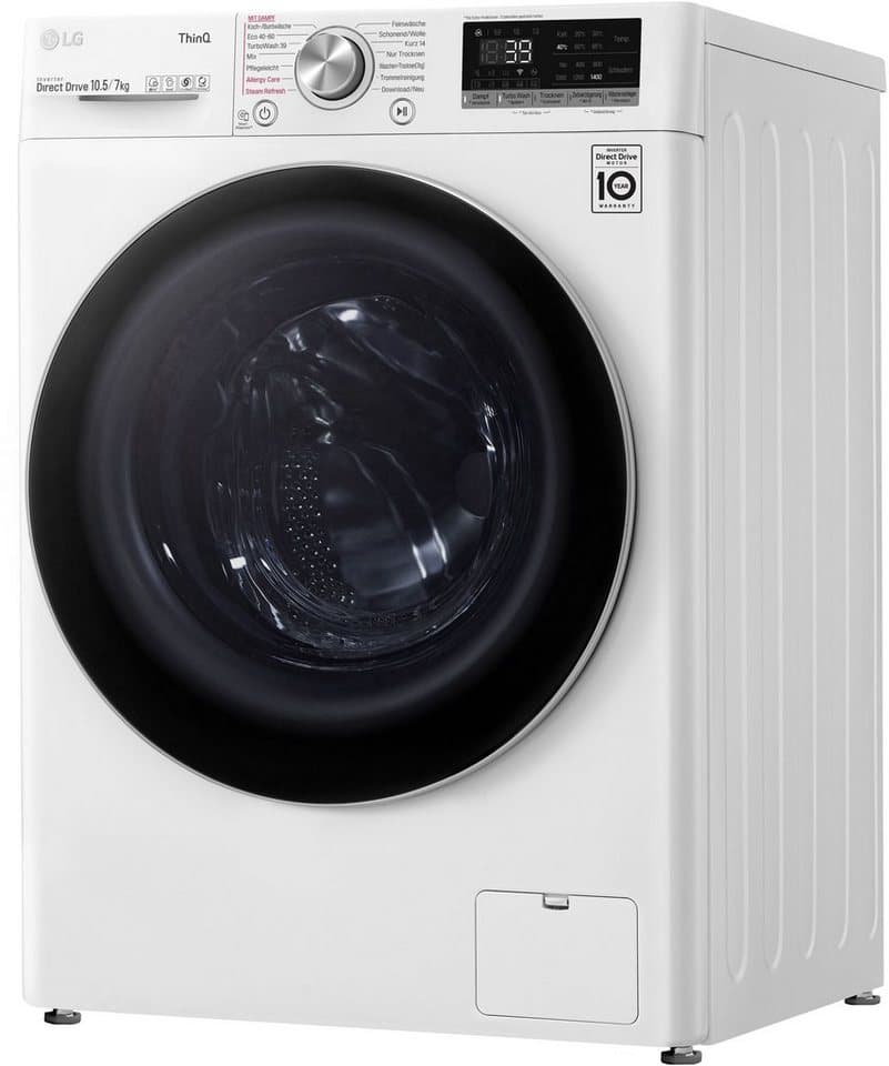 LG Waschtrockner V7WD107H2E, 10,5 kg, 7 kg, 1400 U/min, TurboWash® - Waschen in nur 39 Minuten - Thumbnail 2