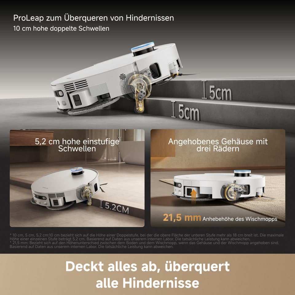 Dreame Saugroboter X60 Pro Ultra Complete, 600 W, ausfahrbahre Wisch-Pads, 40°C-Heißwischen, All-in-One-Basisstation - Thumbnail 4