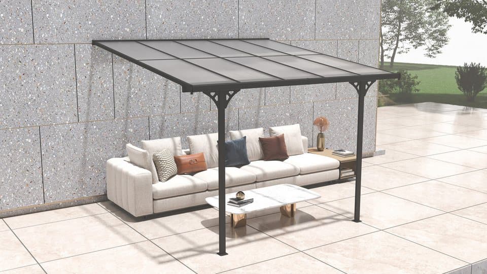 WESTMANN Terrassendach Bruce, BxT: 313x300 cm, Bedachung Doppelstegplatten, Rahmen aus pulverbeschichtetem Aluminium, schwarz - Thumbnail 5