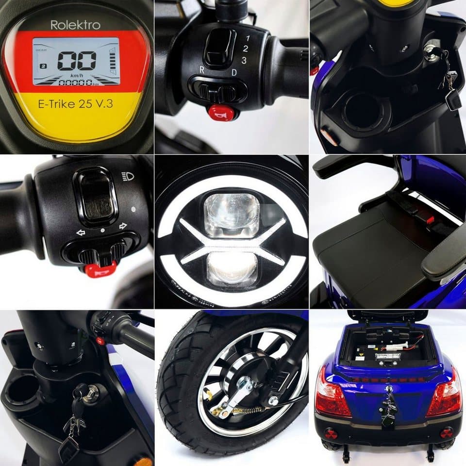 Rolektro Elektromobil Rolektro E-Trike 25 V.3, Lithium Akku, 1000 W, 25 km/h, (mit Topcase) - Thumbnail 11