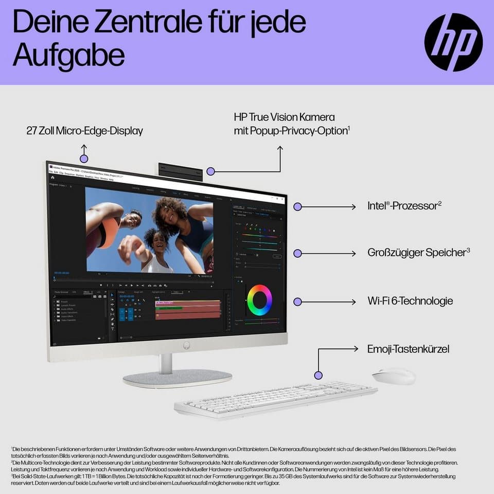 HP 27-cr1200ng All-in-One PC (27 Zoll, Intel Core Ultra 5 125U, Intel Internal Graphics, 16 GB RAM, 512 GB SSD) - Thumbnail 6