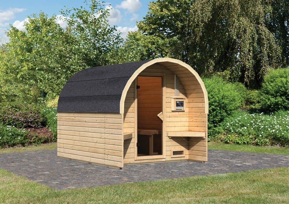 Karibu Fasssauna Fasshaus 2, BxTxH: 219 x 295 x 229 cm, 40 mm, (Set, 2-St) Ofen 9 kW Bio externe Strg easy - Thumbnail 14