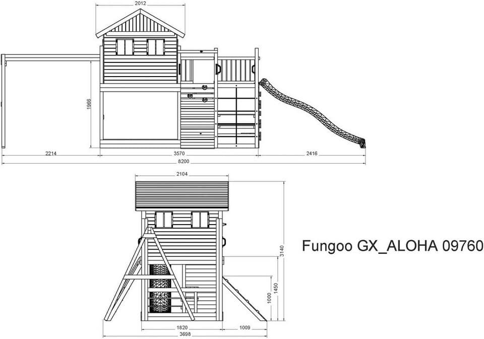 FUNGOO Spielturm ALOHA, mit Spielhaus und Terrasse, Doppelschaukel - Thumbnail 11