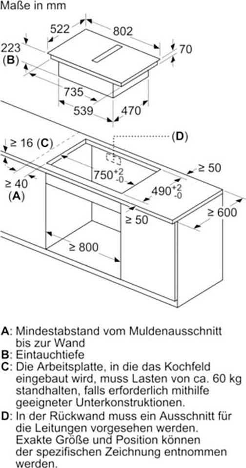 NEFF Kochfeld mit Dunstabzug N 50 V58NBS1L0, Combi Induction für große Töpfe & extrem effiziente Absaugleistung - Thumbnail 12