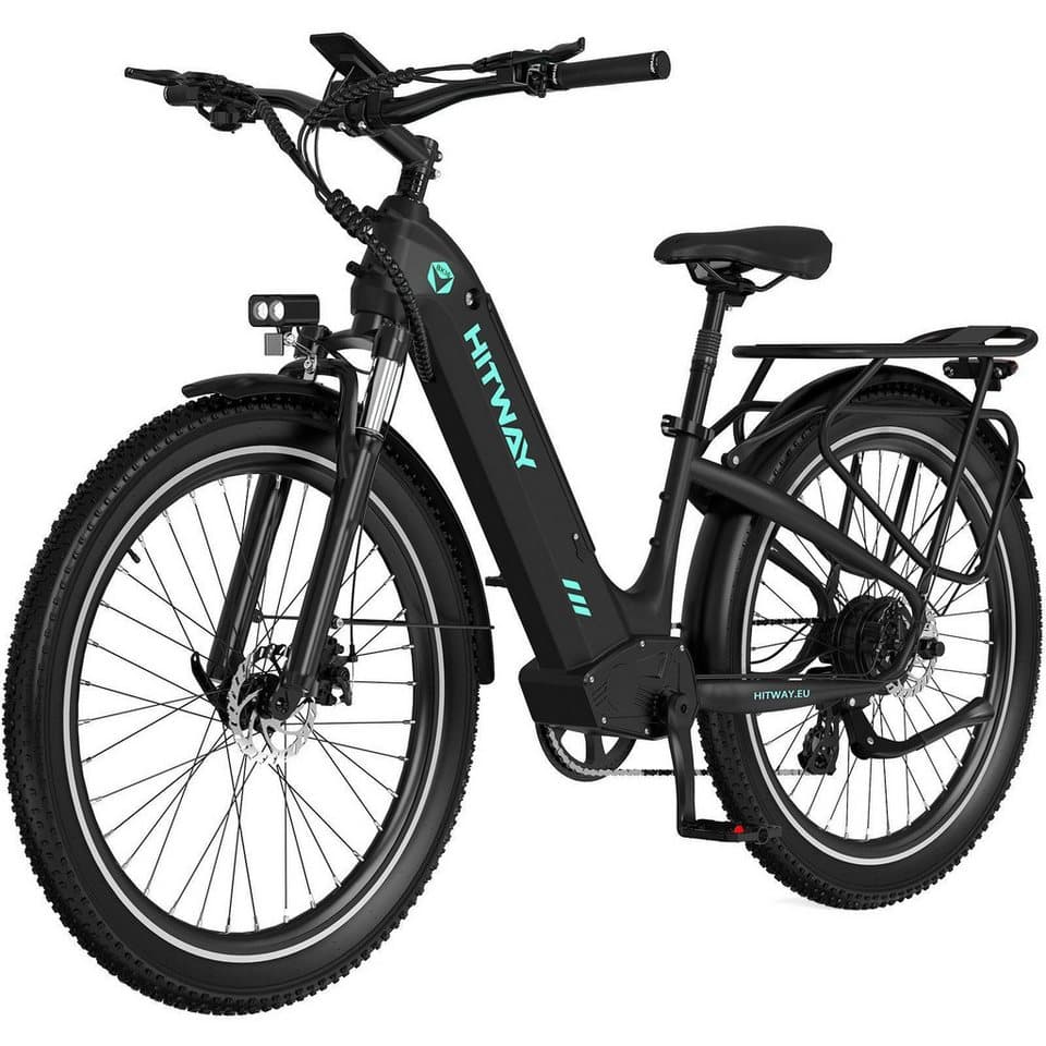 HITWAY E-Bike Pedelec 26 *3,0 zoll Elektrofahrrad mit Samsung 48V18Ah Akku bis zu 120km, 7 Gang shimano shimano Schaltwerk, Kettenschaltung, Heckmotor, 864 Wh, StVZO Pedelec, Tiefeinstieg für Damen Herren mit APP Funktion