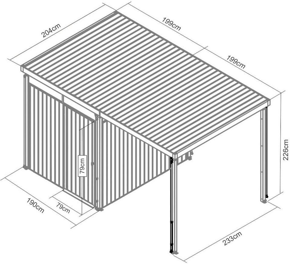 KONIFERA Gerätehaus Gartenhaus Stefano mini, BxT: 403x245 cm, (Set), Stahl, mit seitlichem Anbau - Thumbnail 10