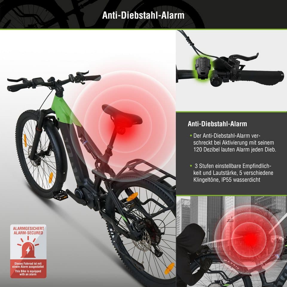 SachsenRAD E-Bike Mountainbike M5T, 12 Gang Shimano, Kettenschaltung, Mittelmotor, 720 Wh, TFT Farb-LCD-Steuerdisplay, Fahrmodus Pedelec,  LED-Frontlicht - Thumbnail 7