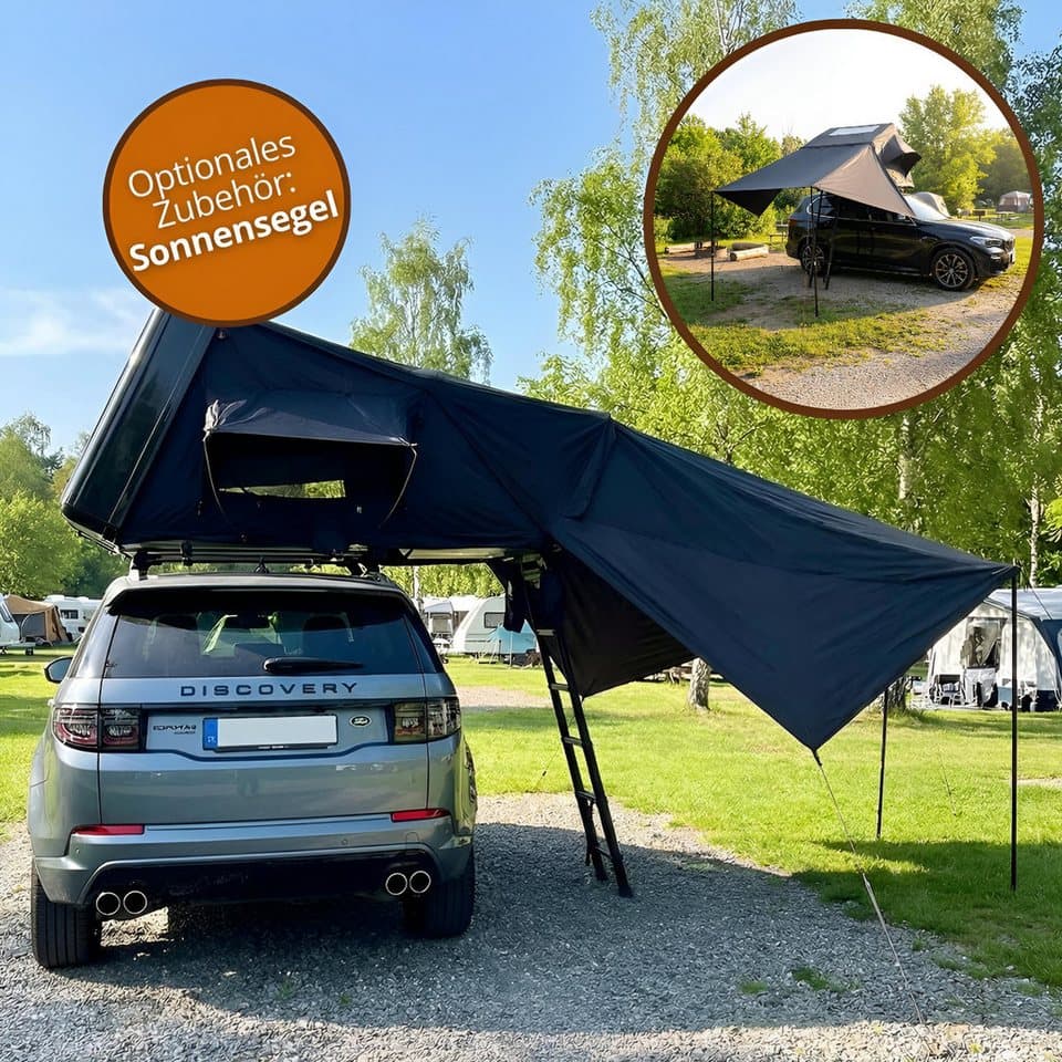 TZIpower Dachzelt Dachzelt Autodachzelt Aluminium Case 2 Größen 5 Personen Schwarz LED, Personen: 5 - Bild 1