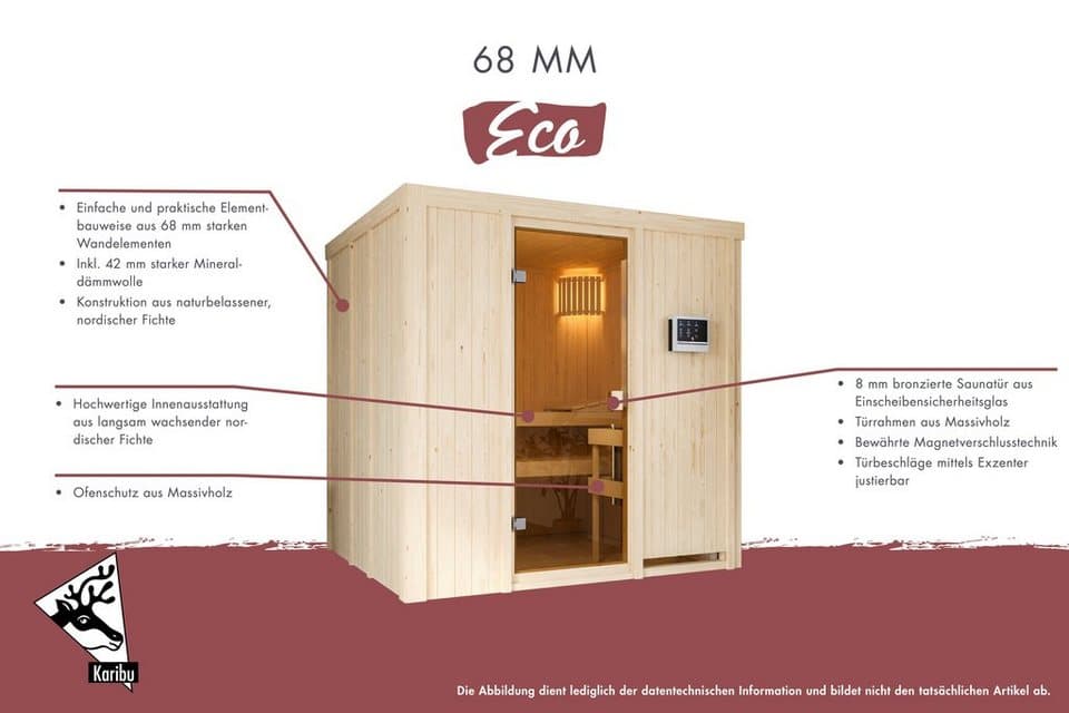 Karibu Sauna Faurin, BxTxH: 170 x 151 x 198 cm, 68 mm - Thumbnail 5