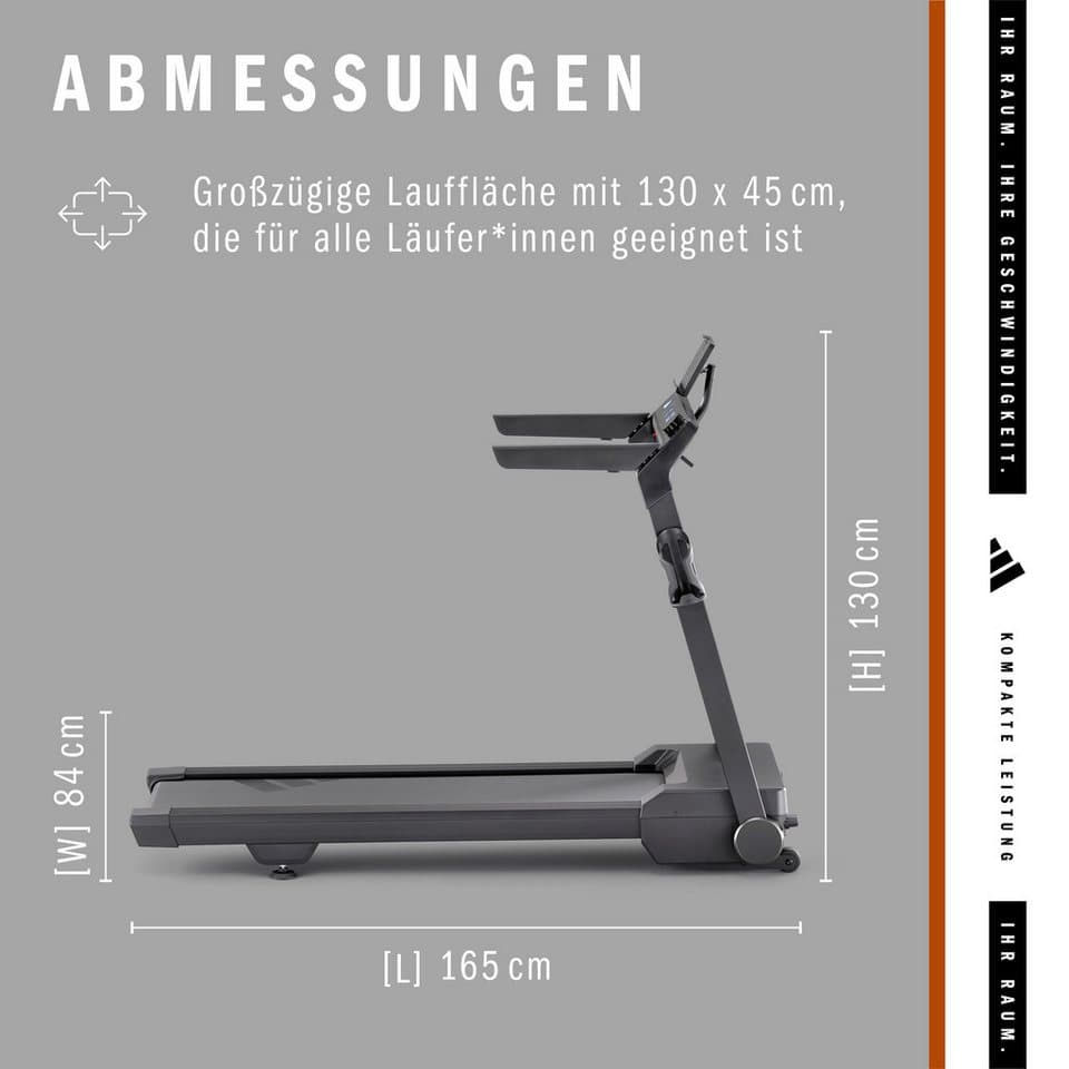 adidas Performance Laufband T-24c (mit Bluetooth und App-Funktion), bis max. 18 km/h, klappbar, mit Steigung, 110 kg max. Benutzergewicht - Thumbnail 55
