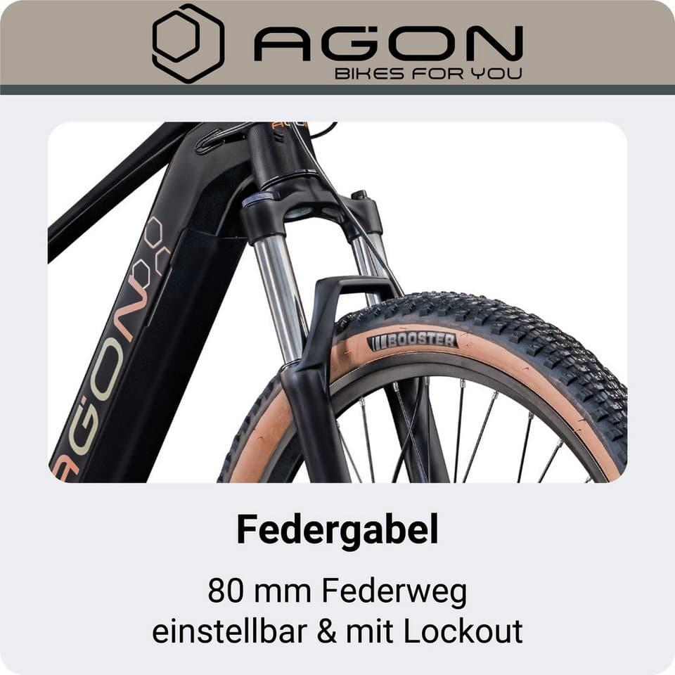 AGON E-Bike Mountainbike Alpha, 10 Gang Shimano Deore SGS T6000 Schaltwerk, Kettenschaltung, Heckmotor, 540 Wh, E Bike Mountainbike Herren oder Damen 160 - 185 cm - Thumbnail 4