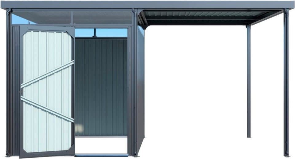 KONIFERA Gerätehaus Gartenhaus Stefano mini, BxT: 403x245 cm, (Set), Stahl, mit seitlichem Anbau - Thumbnail 4