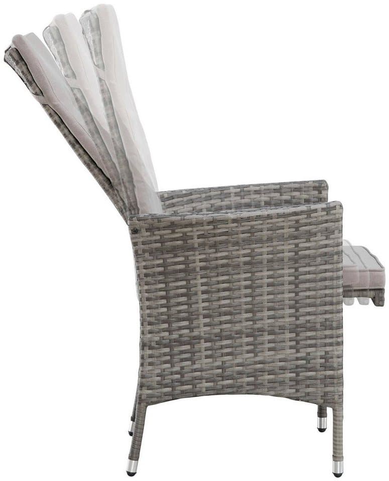 KONIFERA Garten-Essgruppe Parla, (Set, 21-tlg., 6xSessel, 1x AZ-Tisch 150-242,5cm,2x Hocker,inkl. Auflagen, Polyrattan), 2 der 6 Sessel sind verstellbar, Grau, Tischplatte aus Sicherheitsglas - Thumbnail 13