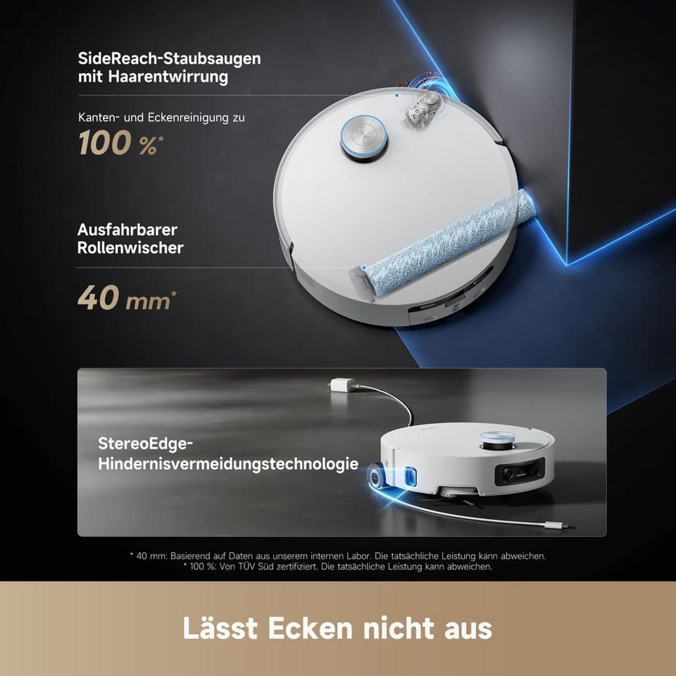 Dreame Saugroboter mit Wischfunktion Aqua10 Ultra Roller Complete, 600 W, mit Beutel, Warmwasser-Wischsystem, Rollenmopp, überwindet Hindernisse, 30.000 Pa - Thumbnail 8