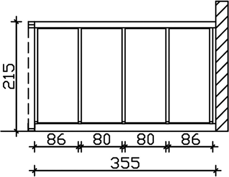 Skanholz Carport-Seitenwand, BxH:355x200 cm, m. Polycarbonat, Wandanbau - Thumbnail 2
