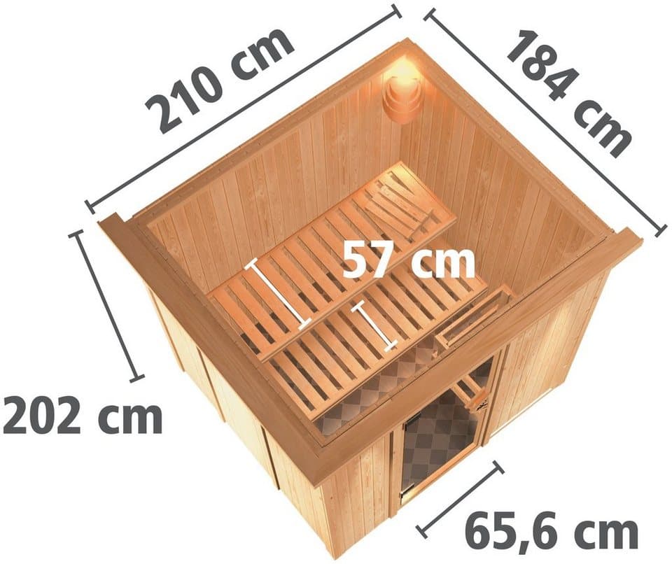 Karibu Sauna Sodin, BxTxH: 210 x 184 x 202 cm, 68 mm, (Set) ohne Ofen - Thumbnail 9