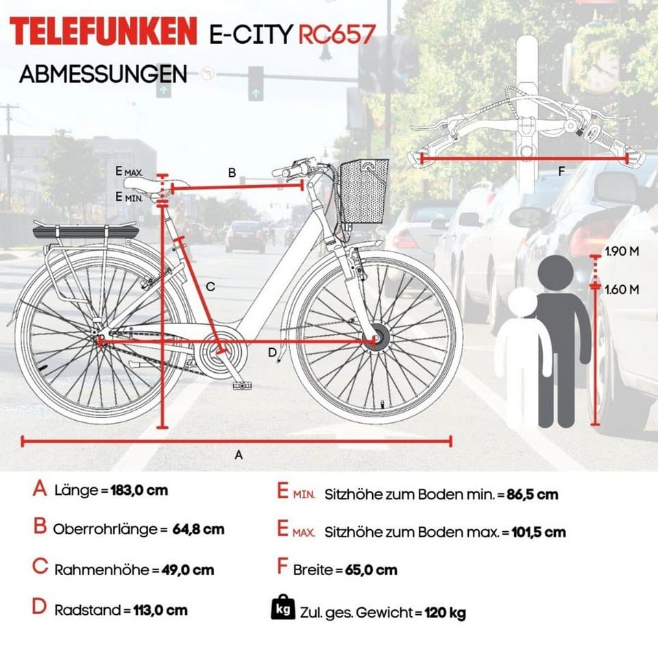Telefunken E-Bike Cityrad Multitalent RC657, 7 Gang Shimano Nexus Schaltwerk, Nabenschaltung, Frontmotor, 536,5 Wh, Pedelec, Elektrofahrrad für Damen u. Herren - Thumbnail 11