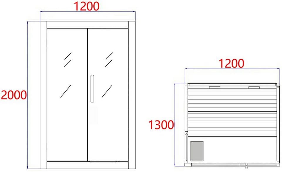 Sanotechnik Sauna PANORAMA black, BxTxH: 130 x 120 x 200 cm - Thumbnail 11