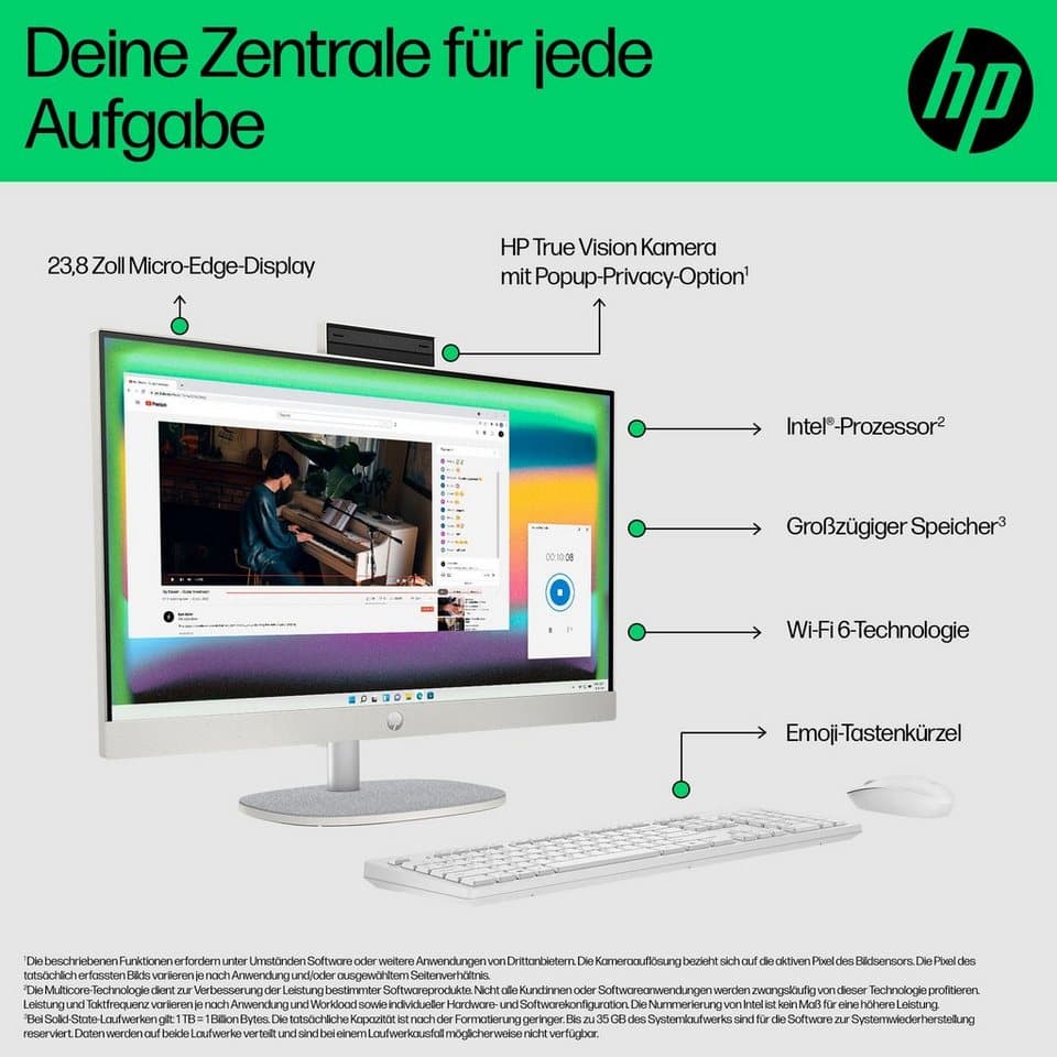 HP 24-cr1201ng All-in-One PC (23,8 Zoll, Intel Core Ultra 5 125U, Intel Internal Graphics, 16 GB RAM, 512 GB SSD) - Thumbnail 3
