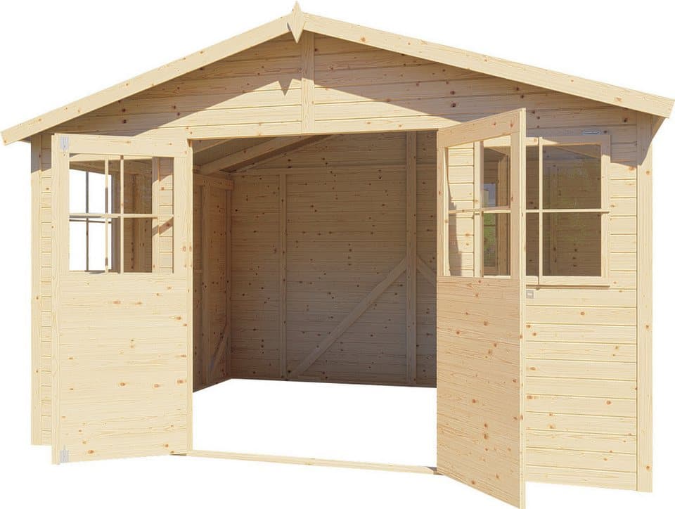 BERTILO Gartenhaus Workshop Smith naturbelassen, BxT: 364x335 cm, Großes Gartenhaus aus exakt vorgefertigten Elementen - Thumbnail 3