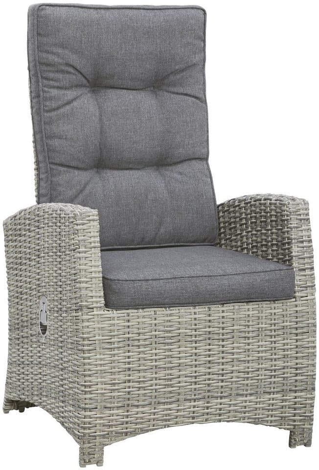 KONIFERA Garten-Essgruppe Monaco, (Set, 16-tlg., 1x2er Sofa, 2x Sessel, 2x Hocker, 1x Tisch 120x70x66cm, inkl. Auflagen), Polyrattan, Aluminium, Rückenlehne verstellbar, Grau - Thumbnail 9