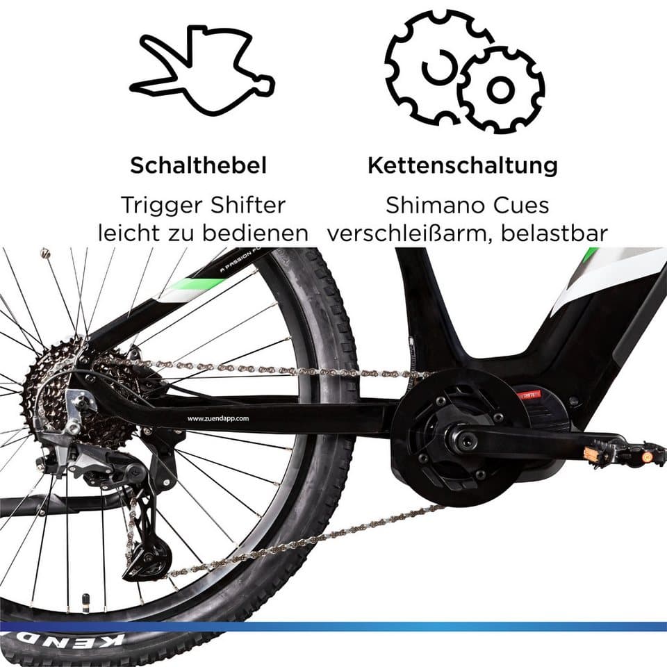 Zündapp E-Bike Mountainbike X900, 10 Gang Shimano Cues U6020 SGS Schaltwerk, Kettenschaltung, Mittelmotor, 733 Wh, Pedelec, Elektrofahrrad für Damen und Herren, MTB - Thumbnail 7
