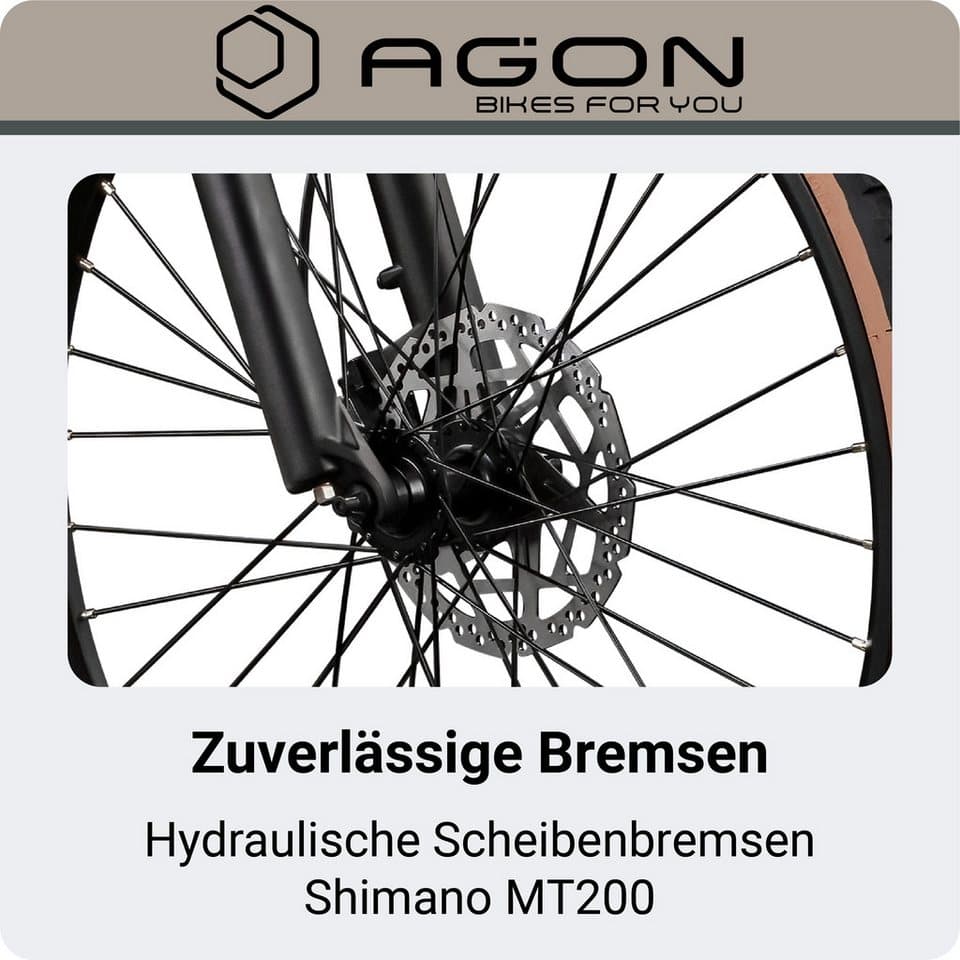 AGON E-Bike Mountainbike Alpha, 10 Gang Shimano Deore SGS T6000 Schaltwerk, Kettenschaltung, Heckmotor, 540 Wh, Pedelec, Elektrofahrrad für Damen u. Herren, MTB - Thumbnail 7