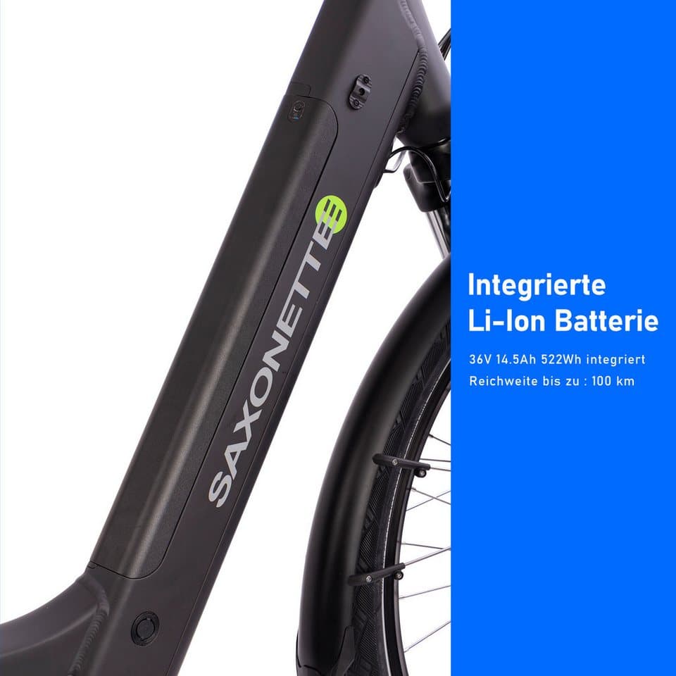 SAXONETTE E-Bike Trekkingrad Premium Sport (Diamant), 10 Gang, Kettenschaltung, Mittelmotor, 522 Wh, Pedelec, Elektrofahrrad für Herren - Thumbnail 5